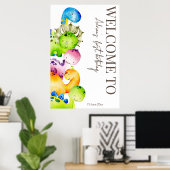 カラフル恐竜パーティーパーソナライズされた歓迎サイン ポスター (ホームオフィス)