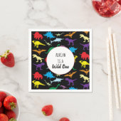 カラフル恐竜ワイルドワン子供の誕生日パーティー スタンダードカクテルナプキン (インサイチュ)