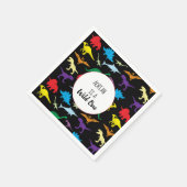 カラフル恐竜ワイルドワン子供の誕生日パーティー スタンダードカクテルナプキン (角)