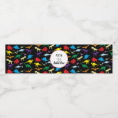 カラフル恐竜ワイルドワン子供の誕生日パーティー ペットボトルラベル (シングルラベル)