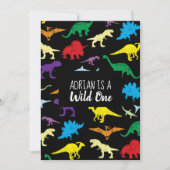 カラフル恐竜ワイルドワン子供の誕生日パーティー 招待状 (正面)