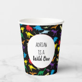 カラフル恐竜ワイルドワン子供の誕生日パーティー 紙コップ (裏面)