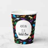 カラフル恐竜ワイルドワン子供の誕生日パーティー 紙コップ (正面)