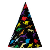 カラフル恐竜水色子供の誕生日パーティー パーティーハット (左)