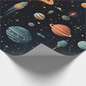 カラフル惑星と宇宙デザイン。 ラッピングペーパー (角)