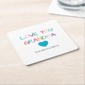 「カラフル愛するおじいちゃん」 -おもしろい&ハートフェルト スクエアペーパーコースター (アングル)