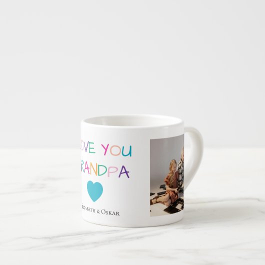 「カラフル愛するおじいちゃん」文字とカスタム写真 エスプレッソカップ (正面右)