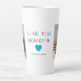 「カラフル愛するおじいちゃん」文字とカスタム写真 カフェラテマグ