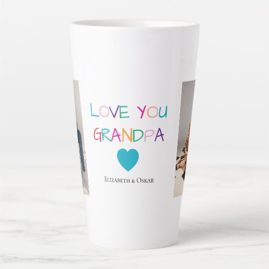 「カラフル愛するおじいちゃん」文字とカスタム写真 カフェラテマグ (正面)