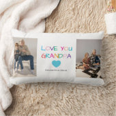 「カラフル愛するおじいちゃん」文字とカスタム写真 ランバークッション (ブランケット)