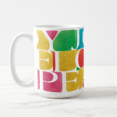 カラフル愛の平和の喜びフォトフレーム コーヒーマグカップ (左)