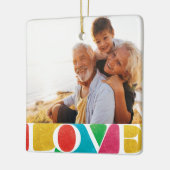 カラフル愛の平和の喜び陽気なクリスマスの写真 セラミックオーナメント (左)