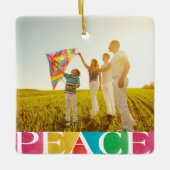 カラフル愛の平和の喜び陽気なクリスマスの写真 セラミックオーナメント (正面)
