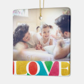 カラフル愛の平和の喜び陽気なクリスマスの写真 セラミックオーナメント (左)