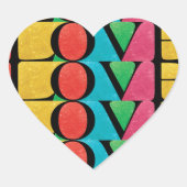 カラフル愛モダン平和の喜びメリークリスマス ハートシール (正面)