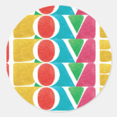 カラフル愛モダン平和の喜びメリークリスマス ラウンドシール (正面)