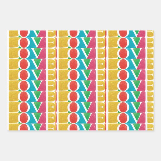 カラフル愛モダン平和の喜び聖降誕祭 ラッピングペーパーシート (正面)