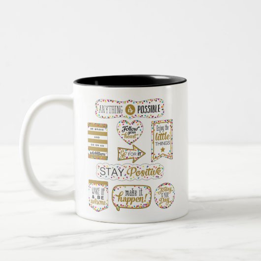 カラフル感動的引用文 ツートーンマグカップ (左)
