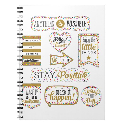 カラフル感動的引用文 ノートブック (正面)