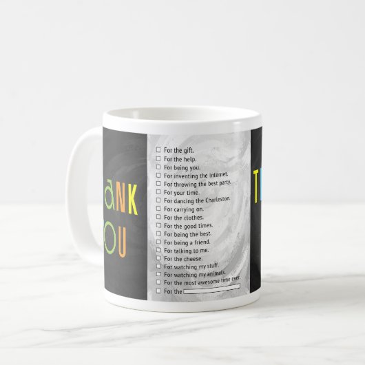 カラフル感謝していありがとう コーヒーマグカップ (正面左)