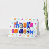 カラフル感謝していポップ・アートのタイポグラフィ サンキューカード (正面)