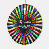 カラフル感謝してい先生ビッグハート セラミックオーナメント (左)