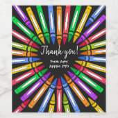 カラフル感謝してい先生ビッグハート ワインラベル (シングルラベル)