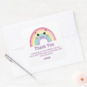 カラフル感謝してい可愛い虹君ガール1歳の誕生日 スクエアシール (封筒)