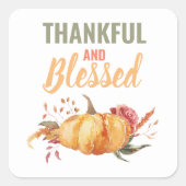 カラフル感謝と賛美はかぼちゃの贈り物 スクエアシール (正面)