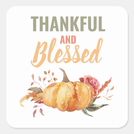 カラフル感謝と賛美はかぼちゃの贈り物 スクエアシール (正面)