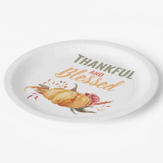 カラフル感謝と賛美はかぼちゃの贈り物 ペーパープレート (アングル)