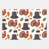 カラフル感謝祭3セット ラッピングペーパーシート (正面3)