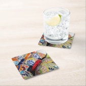 カラフル手伝統的色彩の鮮やか焼き スクエアペーパーコースター (インサイチュ)