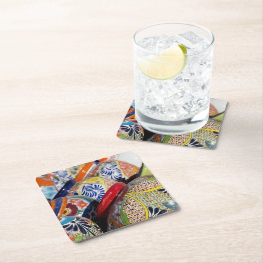 カラフル手伝統的色彩の鮮やか焼き スクエアペーパーコースター (インサイチュ)