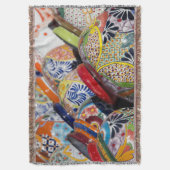 カラフル手伝統的色彩の鮮やか焼き スローブランケット (正面縦)