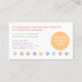 カラフル手柄模様カスタム写真ドッグウォーカー 名刺 (裏面)