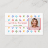 カラフル手柄模様カスタム写真ドッグウォーカー 名刺 (正面)