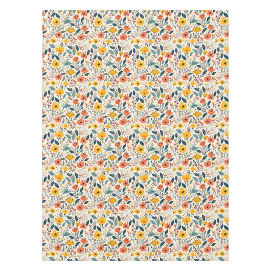 カラフル手絵を描フローラ テーブルクロス (正面)