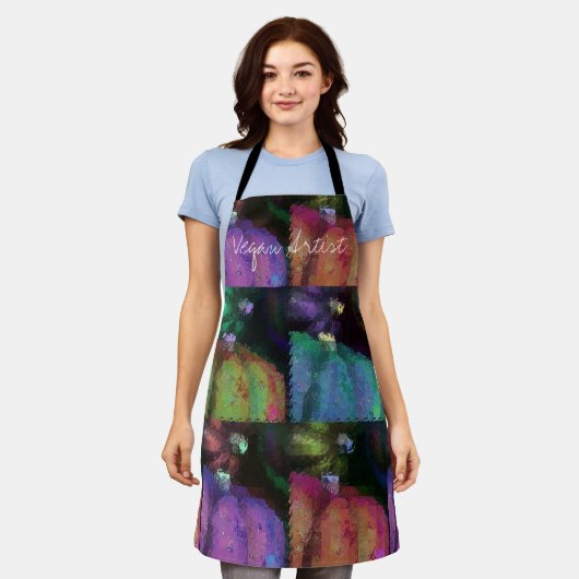 カラフル押し潰しキルト エプロン (着用した状態)