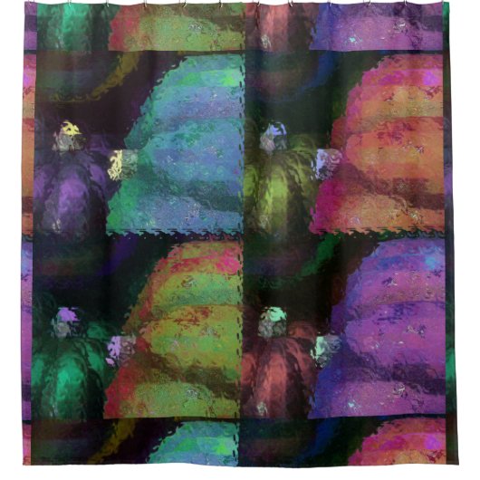 カラフル押し潰しキルト シャワーカーテン (正面)