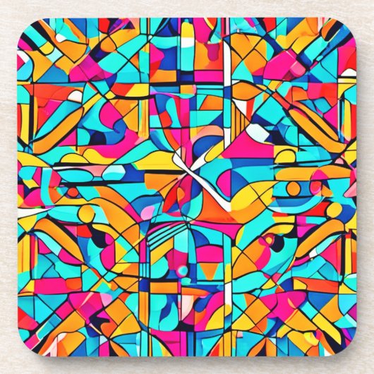 カラフル抽象デザイン コースター (正面)