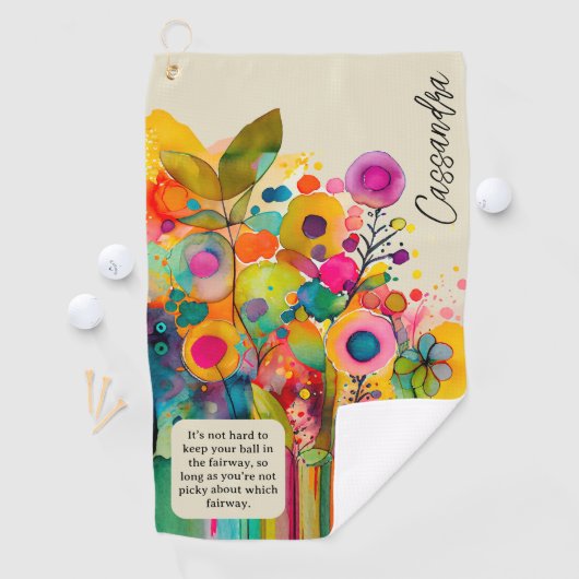 カラフル抽象芸術おもしろいフローラ ゴルフタオル (インサイチュ)