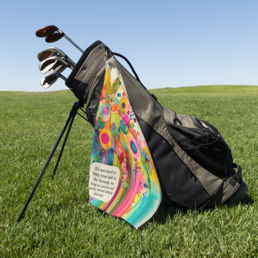 カラフル抽象芸術おもしろいフローラ ゴルフタオル (グリーン)