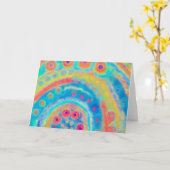 カラフル抽象芸術おもしろいモダン青 カード (黄色い花)