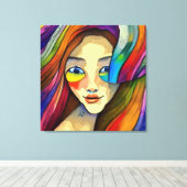 カラフル抽象芸術かわいらしガールアート キャンバスプリント (インサイチュ (ウッドフロア))