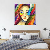 カラフル抽象芸術かわいらしガールアート キャンバスプリント (インサイチュ (寝室))