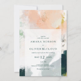 カラフル抽象芸術すべて一つの結婚式招待状 招待状