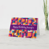 カラフル抽象芸術の四角形とシェイプの誕生日 カード (正面)