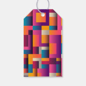 カラフル抽象芸術の四角形とシェイプの誕生日 ギフトタグ (裏面)