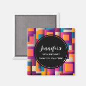 カラフル抽象芸術の四角形とシェイプの誕生日 マグネット (正面/裏面)